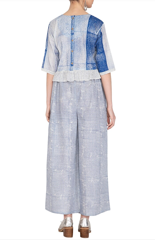 Blue Cord Set with Pallazo Pants