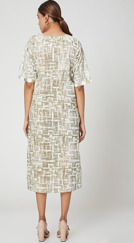 Textured Rubber Block Printed Midi Dress