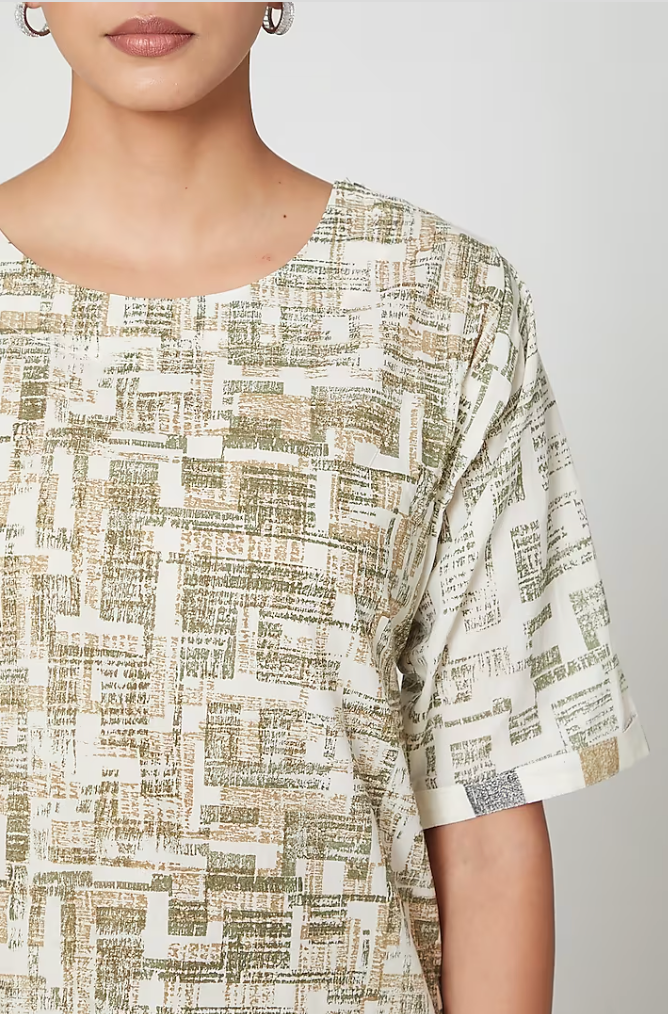 Textured Rubber Block Printed Midi Dress