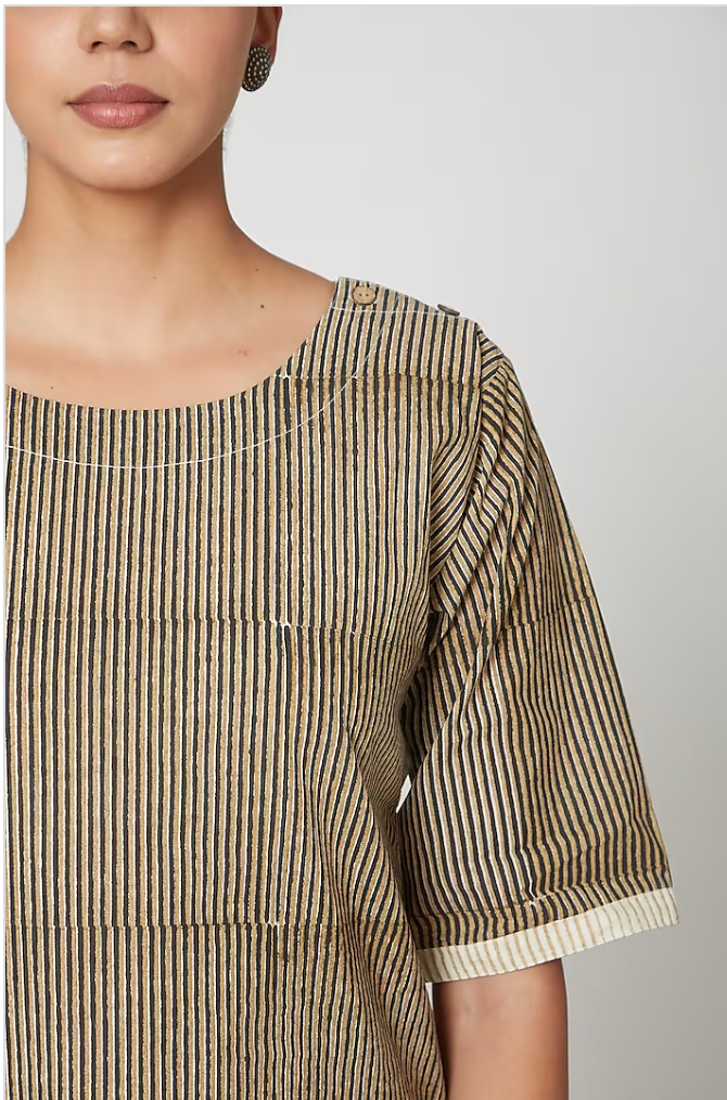 Zapper Block Printed Cotton Dress