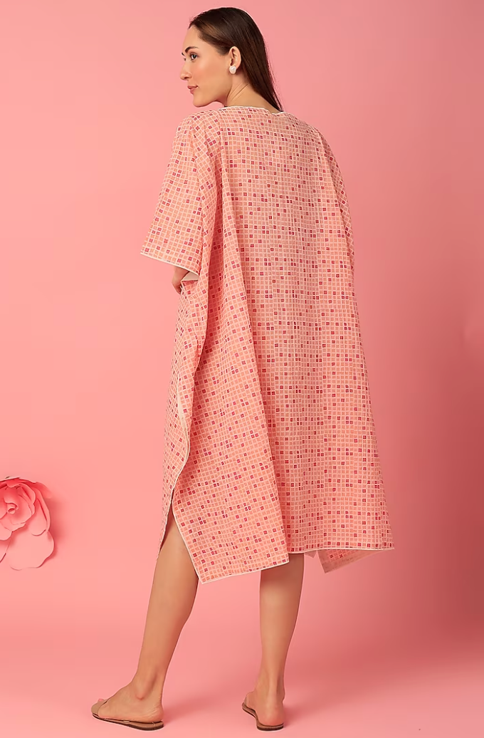 Grid-Grid Clove Long Kaftan