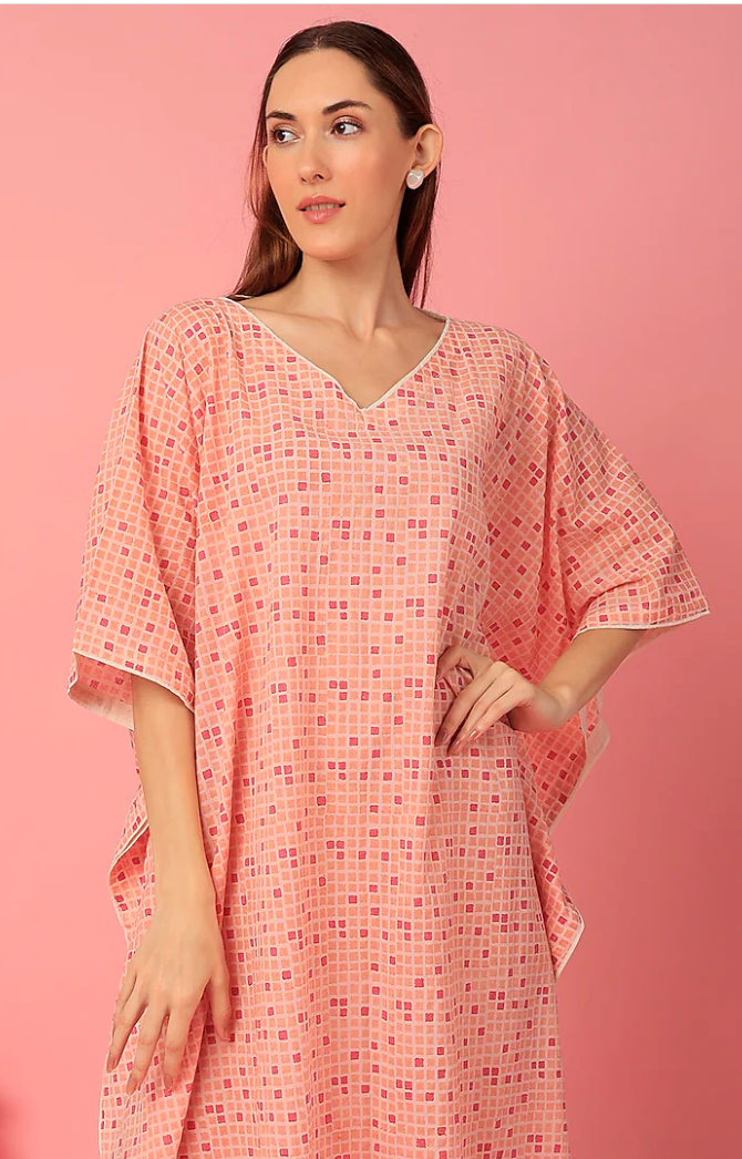 Grid-Grid Clove Long Kaftan