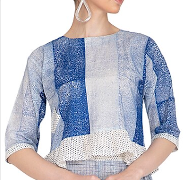 Blue Cord Set with Pallazo Pants