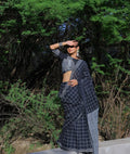 Black Cotton Checked Saree - BANANA labs
