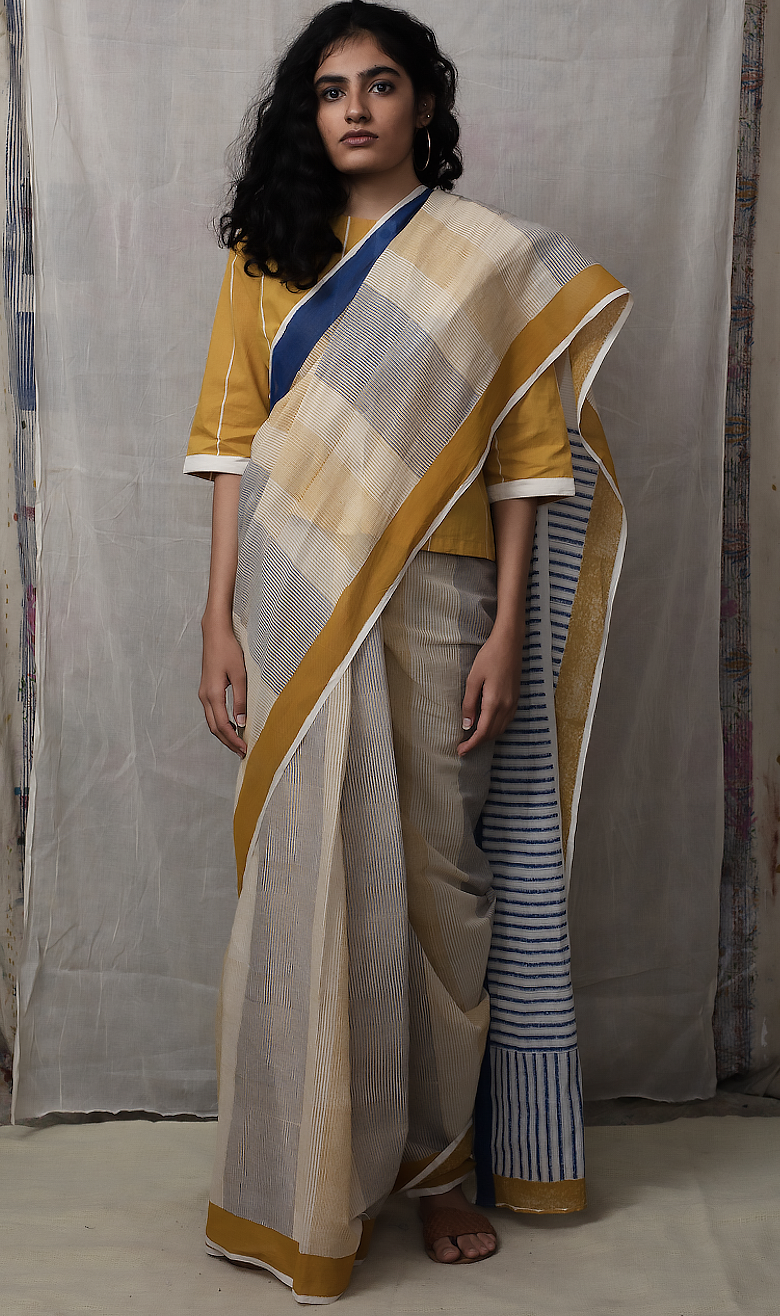 Span Mustard Saree