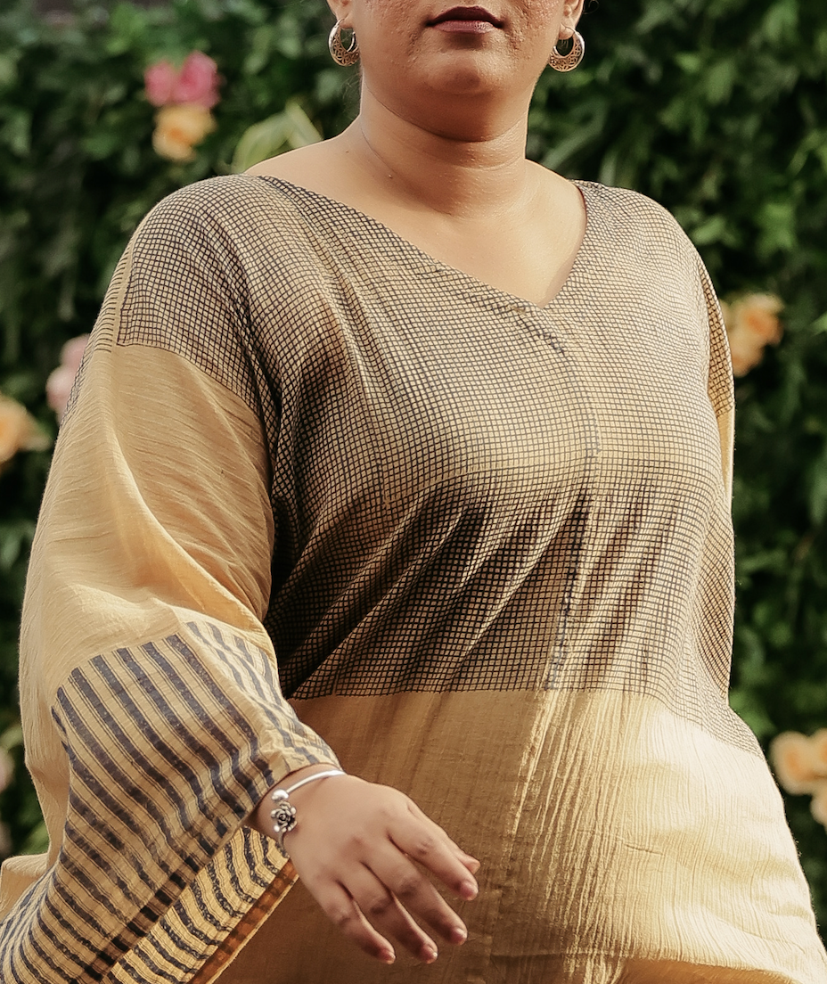 Beige Blue Piano Crossroads Kaftan