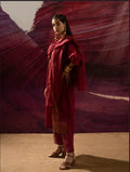 Aurum Chock Block Maroon Kurta set with Dupatta (Set of 3) - BANANA labs
