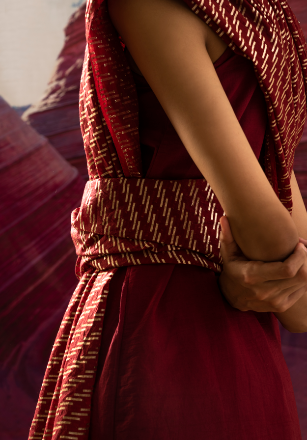 Aurum Gilded shock Maroon Zari dupatta