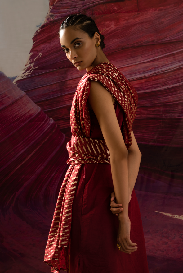 Aurum Gilded shock Maroon Zari dupatta