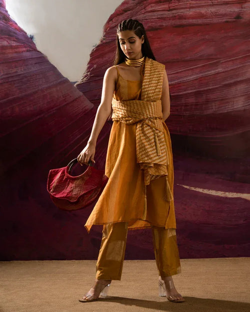 Aurum Shock Mustard Zari dupatta - BANANA labs