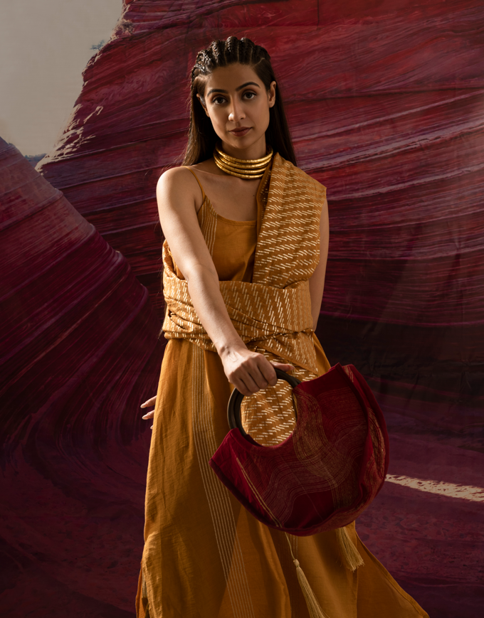 Aurum  Shock Mustard Zari dupatta