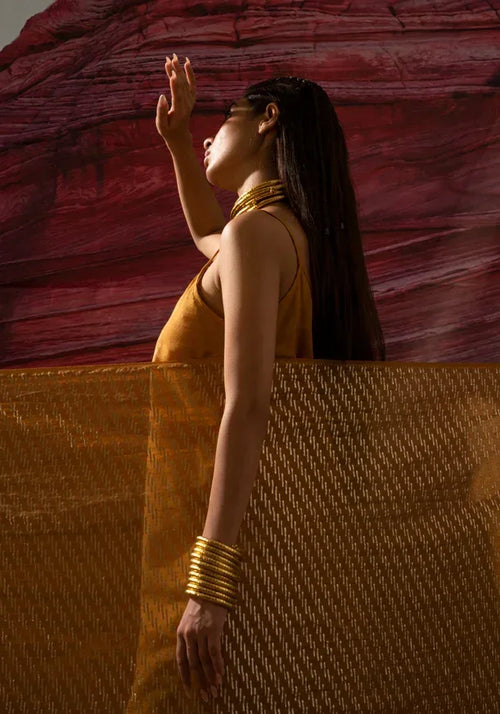 Aurum Shock Mustard Zari dupatta - BANANA labs