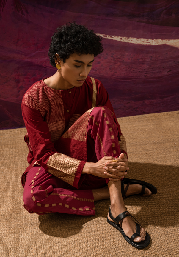 Aurum Man Maroon Kurta Set