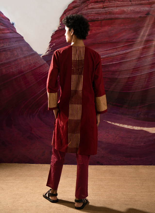 Aurum Man Maroon Kurta Set
