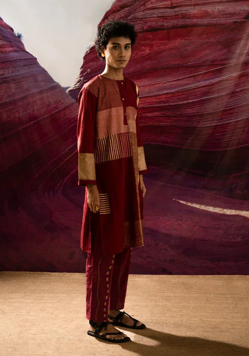 Aurum Man Maroon Kurta Set - BANANA labs