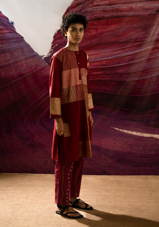 Aurum Man Maroon Kurta Set