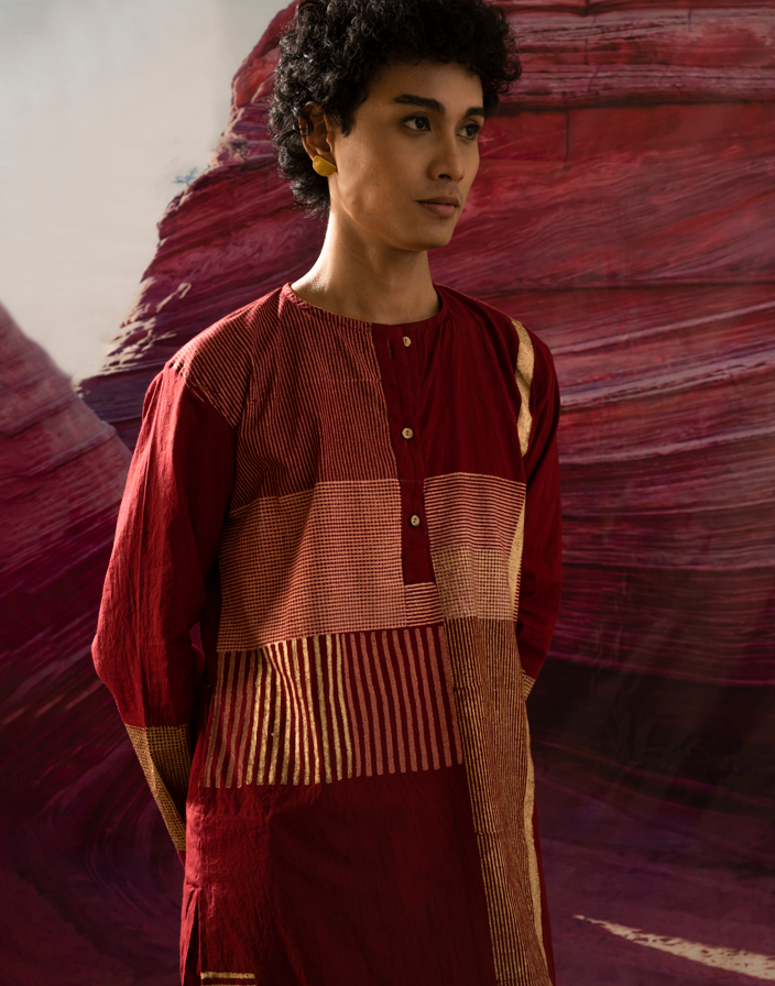 Aurum Man Maroon Kurta Set