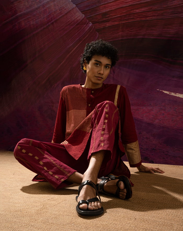 Aurum Man Maroon Kurta Set