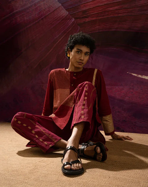 Aurum Man Maroon Kurta Set - BANANA labs