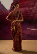 Aurum Gold Wave Arizona Maroon Saree - BANANA labs