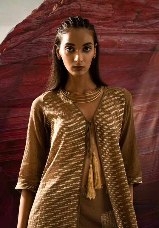 Aurum Gilded Muddy Zari Shrug