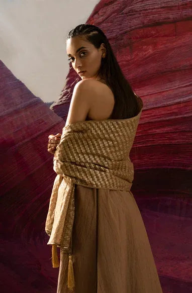 Aurum Shock Brown Muddy Zari dupatta - BANANA labs
