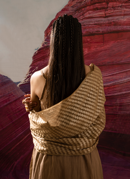 Aurum Shock Brown Muddy Zari dupatta