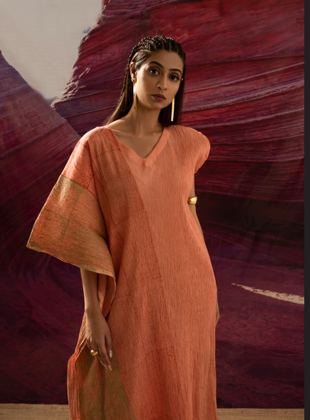 Aurum Gold-sided peach kaftan
