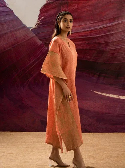 Peach Sided Crinkled Kaftan | Pitch to Get Rich Edit - BANANA labs