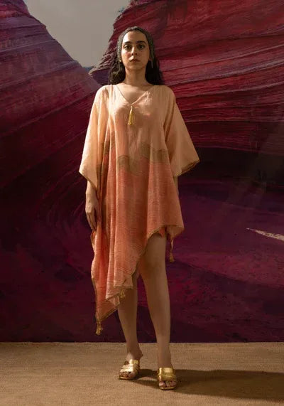 Aurum Way asymmetrical Peach Kaftan - BANANA labs