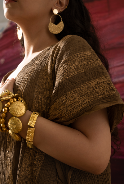Aurum Crinkled Gold Muddy Kaftan
