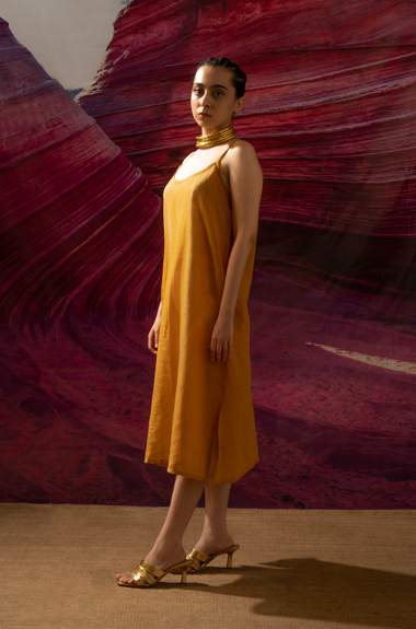 Aurum Auric mustard Slip dress