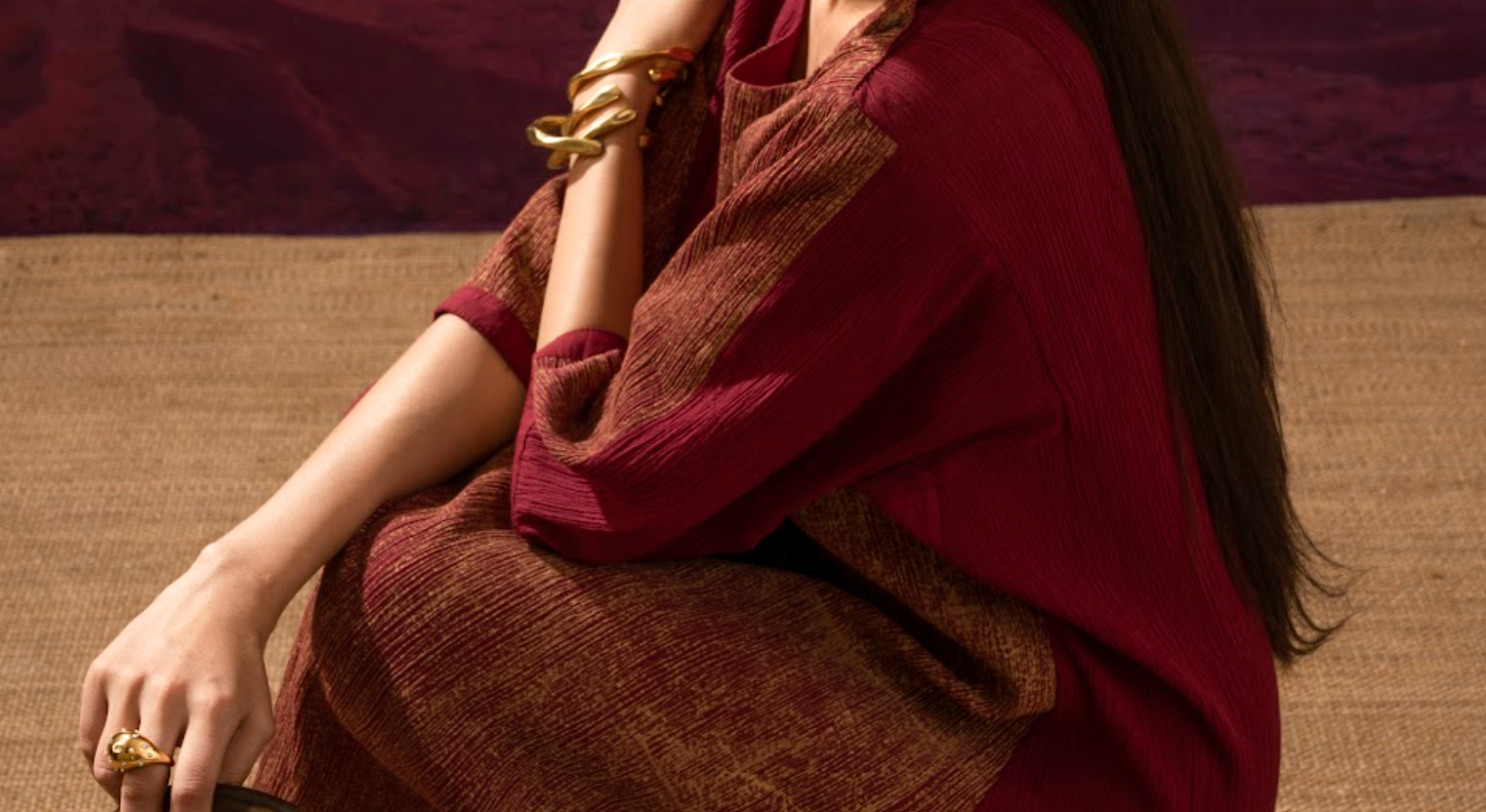 Aurum Go-Gold Crinkled dress