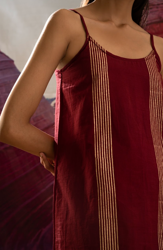 Aurum Gilded Maroon Dress and Shrug (Set of 2)