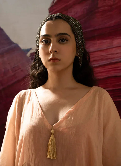 Aurum Way asymmetrical Peach Kaftan - BANANA labs