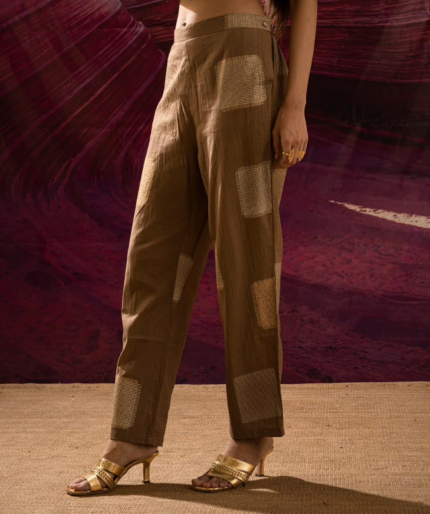 Aurum Chock Block Muddy Kurta with Pants and Dupatta(Set of 3)