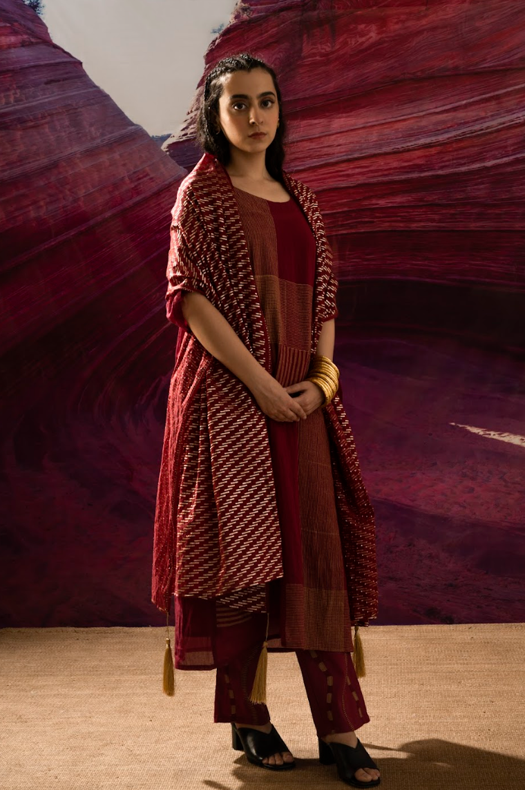 Aurum Gilded shock Maroon Zari dupatta