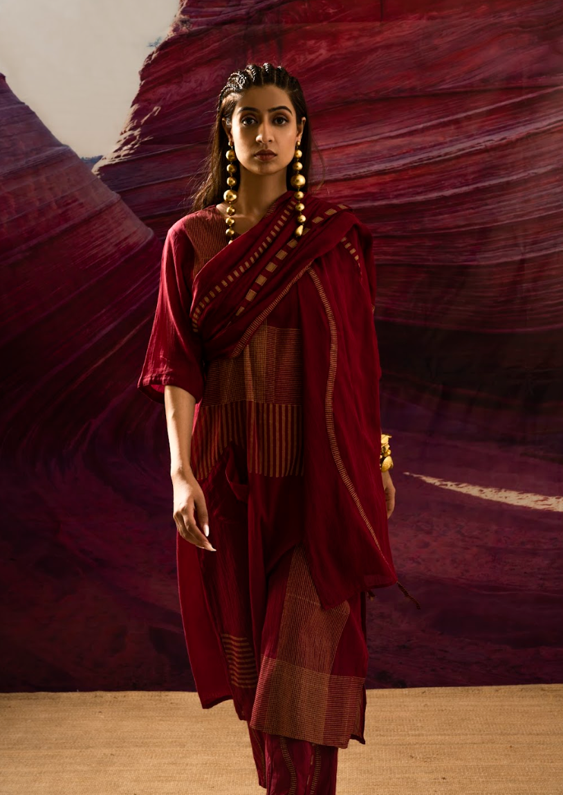 Aurum Wave Maroon  Dupatta