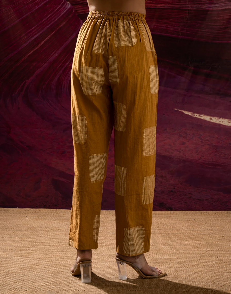 Aurum Chock Block Mustard Kurta and Pants with Dupatta(Set of 3)