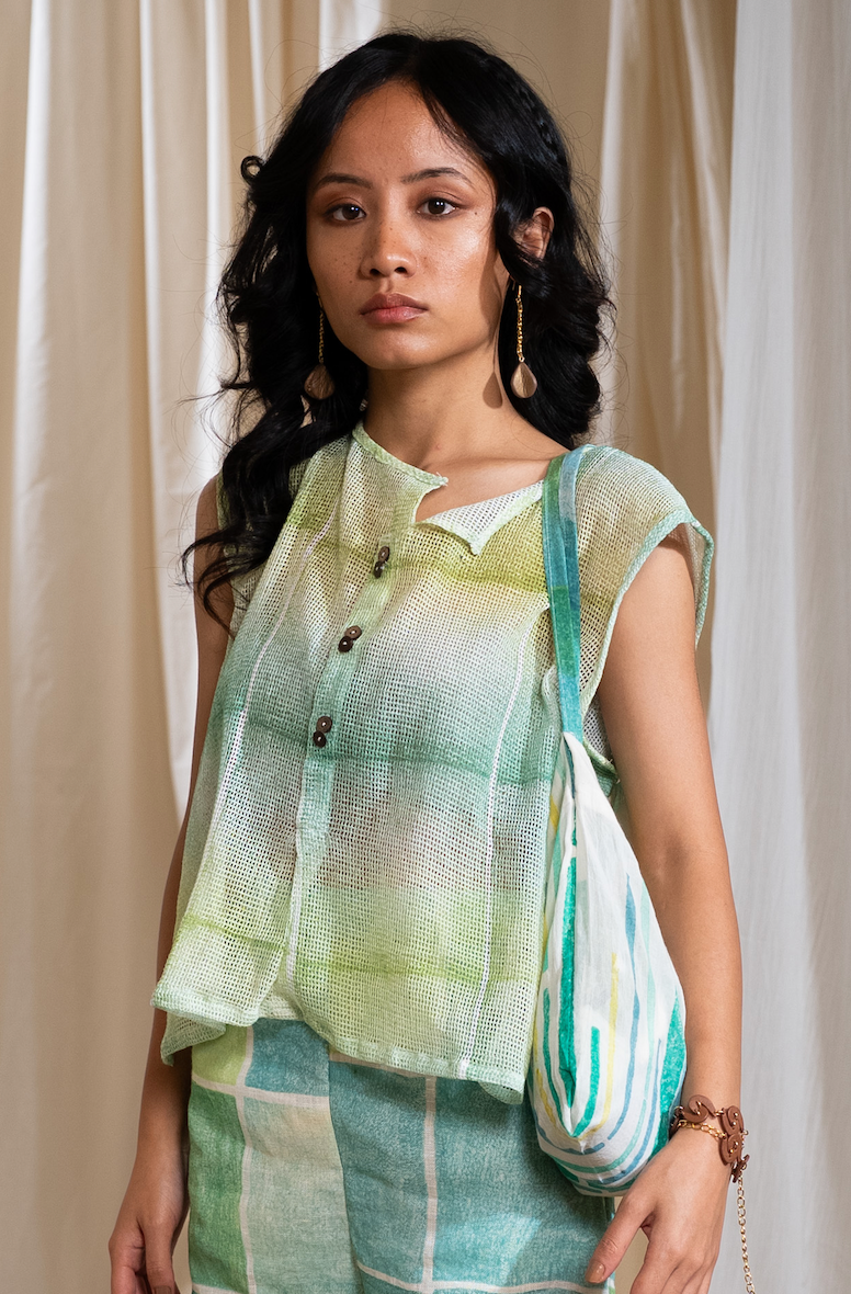 MARINA parrot mesh top