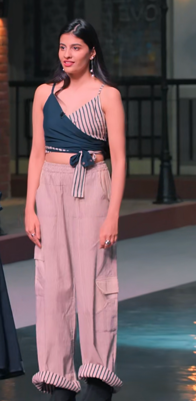 Navy BANANA khadi wrap top Co-ord | Pitch to Get Rich Edit