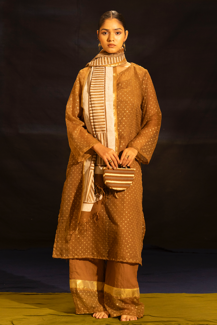 Illume Rivet Piano Muddy Kota Kurta Set with Slip (Set of 3)