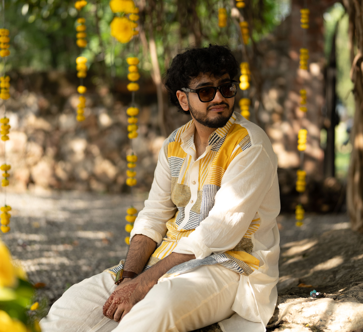 BANANA man Patchy Haldi Kurta Set (Set of 3)