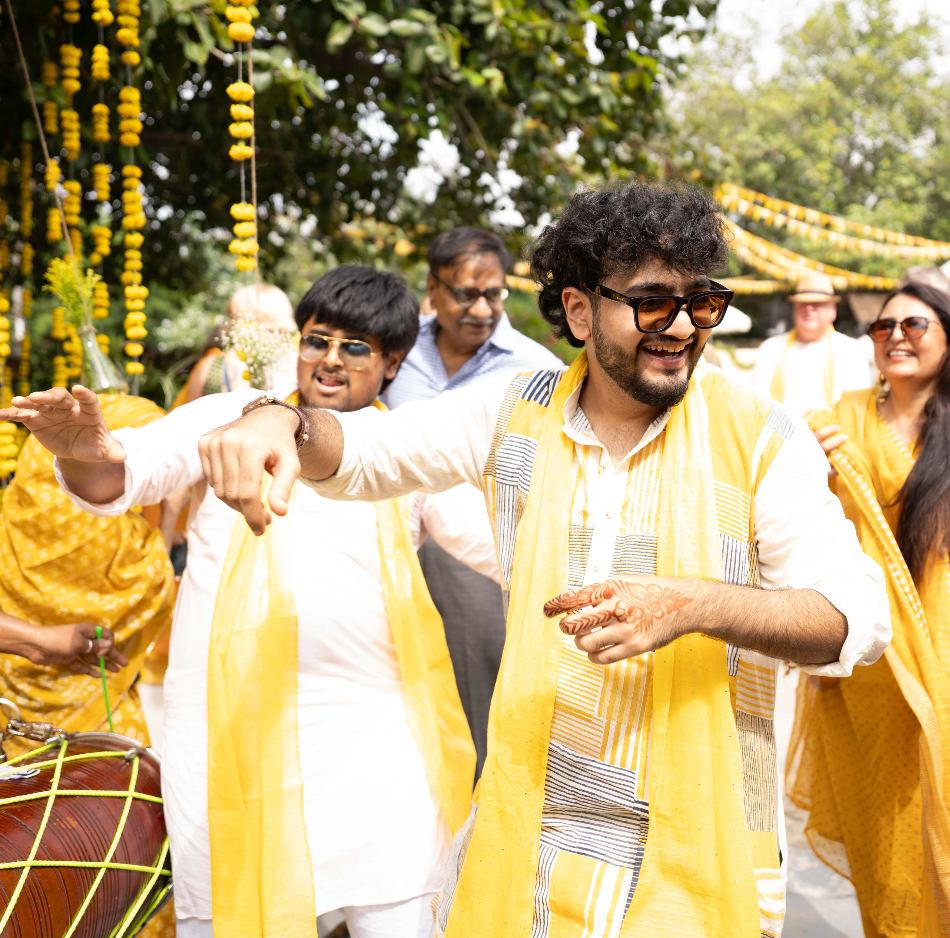 BANANA man Patchy Haldi Kurta Set (Set of 3)