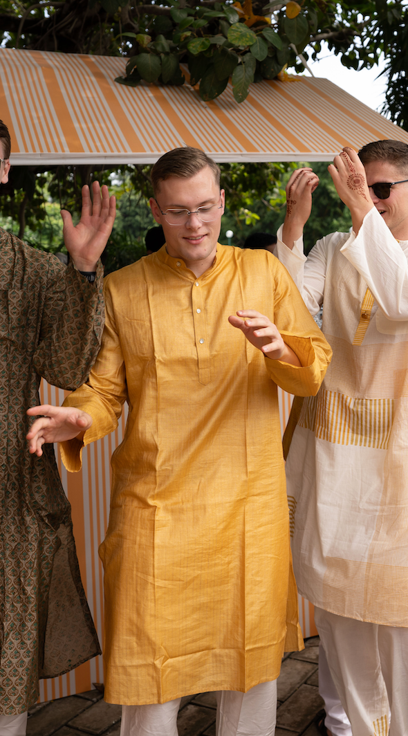 BANANA man Marigold Haldi Kurta (Set Of 2)
