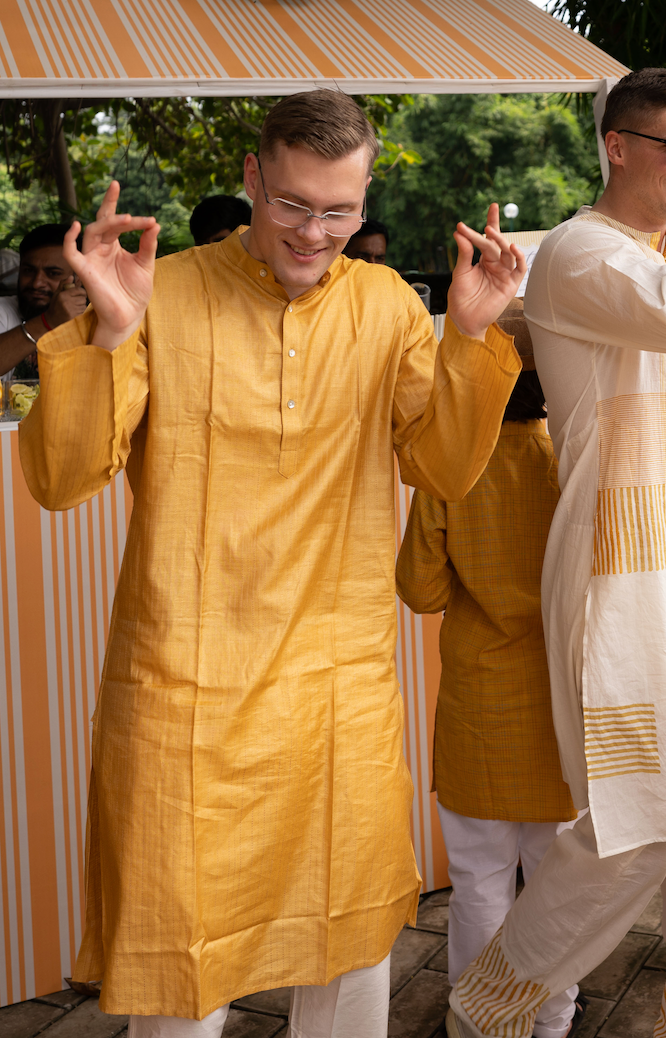 BANANA man Marigold Haldi Kurta (Set Of 3)