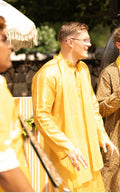 BANANA man Marigold Linen Haldi Full sleeves Kurta - BANANA labs