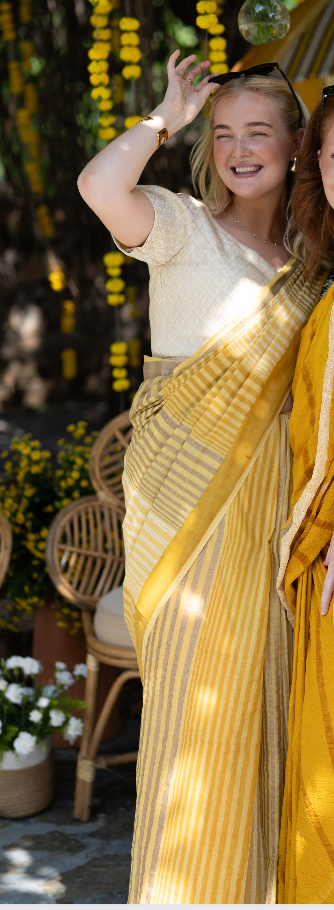 Flabber Mustard Fruity Saree | Haldi Edit