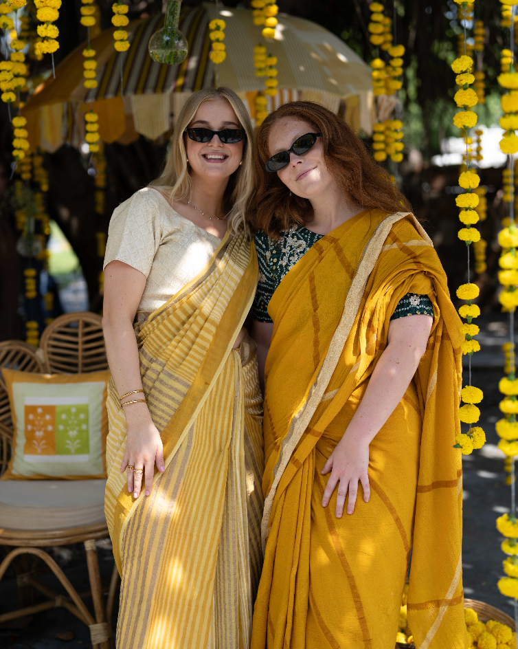 Flabber Mustard Fruity Saree | Haldi Edit