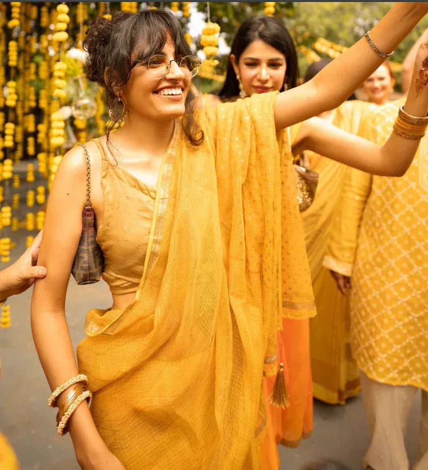 Illume Wave Mustard Saree - BANANA labs